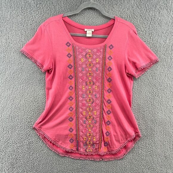 Sundance Embroidered Short Sleeve Beaded tee Shirt Sz Small Boho Festival Hippie - Picture 1 of 12